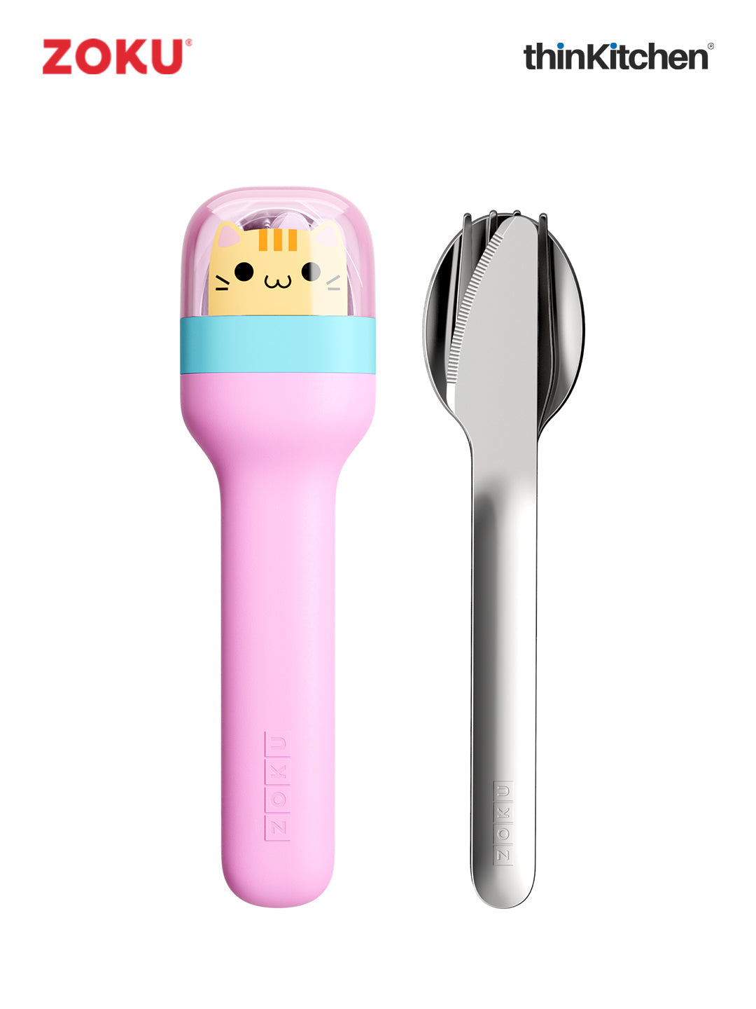 Zoku Stainless Steel Kids Pocket Utensil Sets (Unicorn & Kitty combo sets)