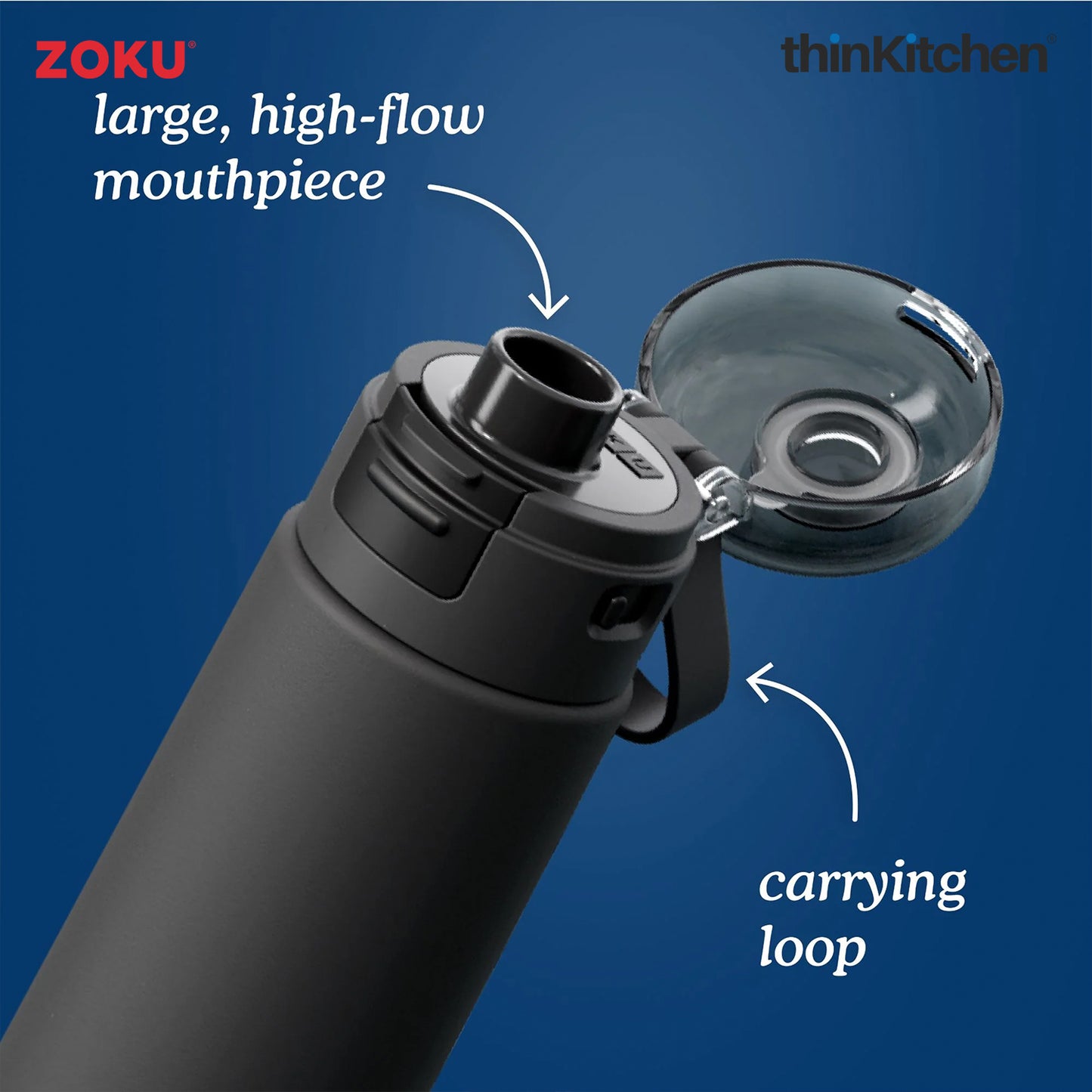 Zoku Grey Stainless Steel Sports Bottle 500ml