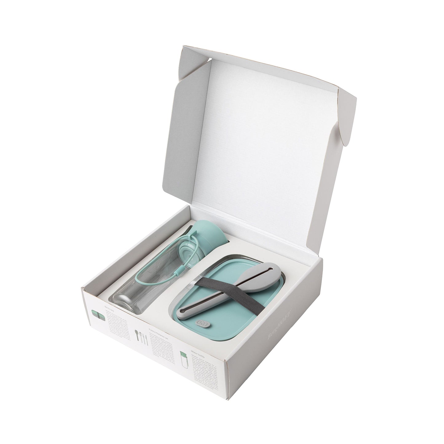 BergHOFF Leo Lunch Set, Water Bottle Flatware and Bento Box, Green
