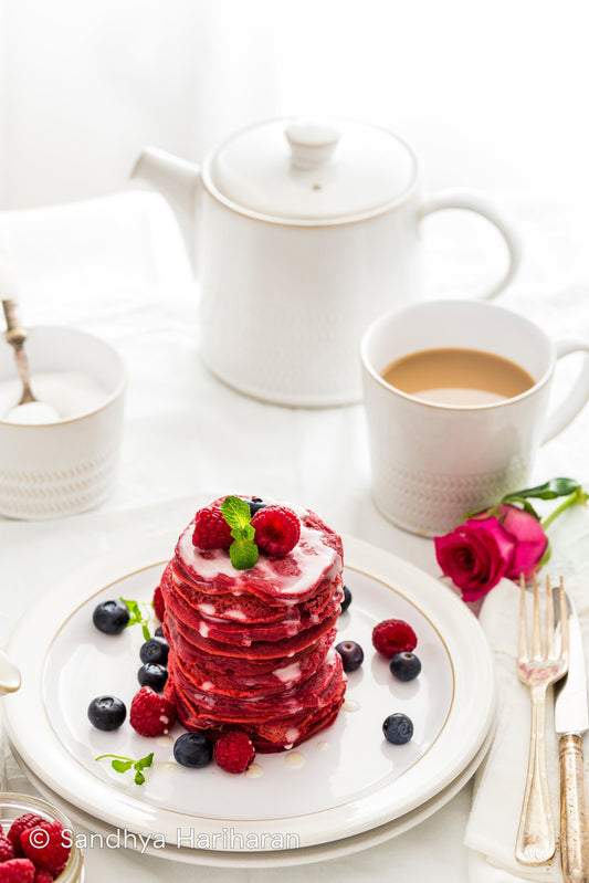 Healthy Red Velvet Pancakes