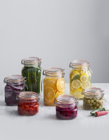 glass jars and containers