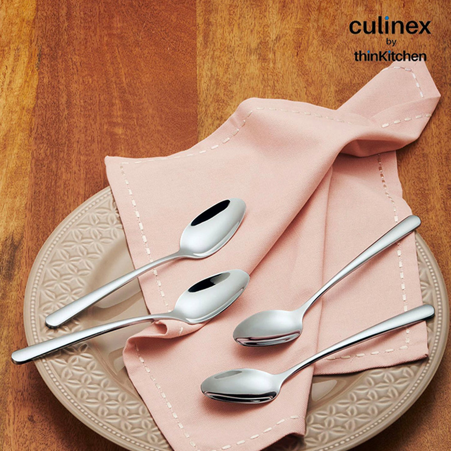 Culinex by thinKitchen|Dora 18/8 Stainless Steel All Purpose Spoon, Mirror Finish, Set of 6