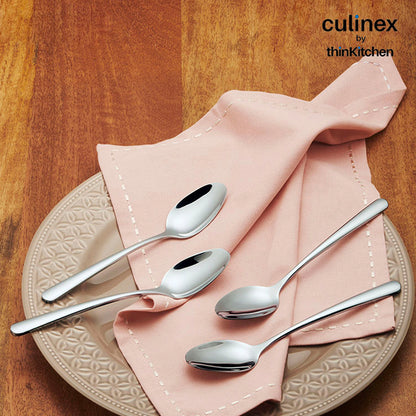 Culinex by thinKitchen|Dora 18/8 Stainless Steel All Purpose Spoon, Mirror Finish, Set of 6