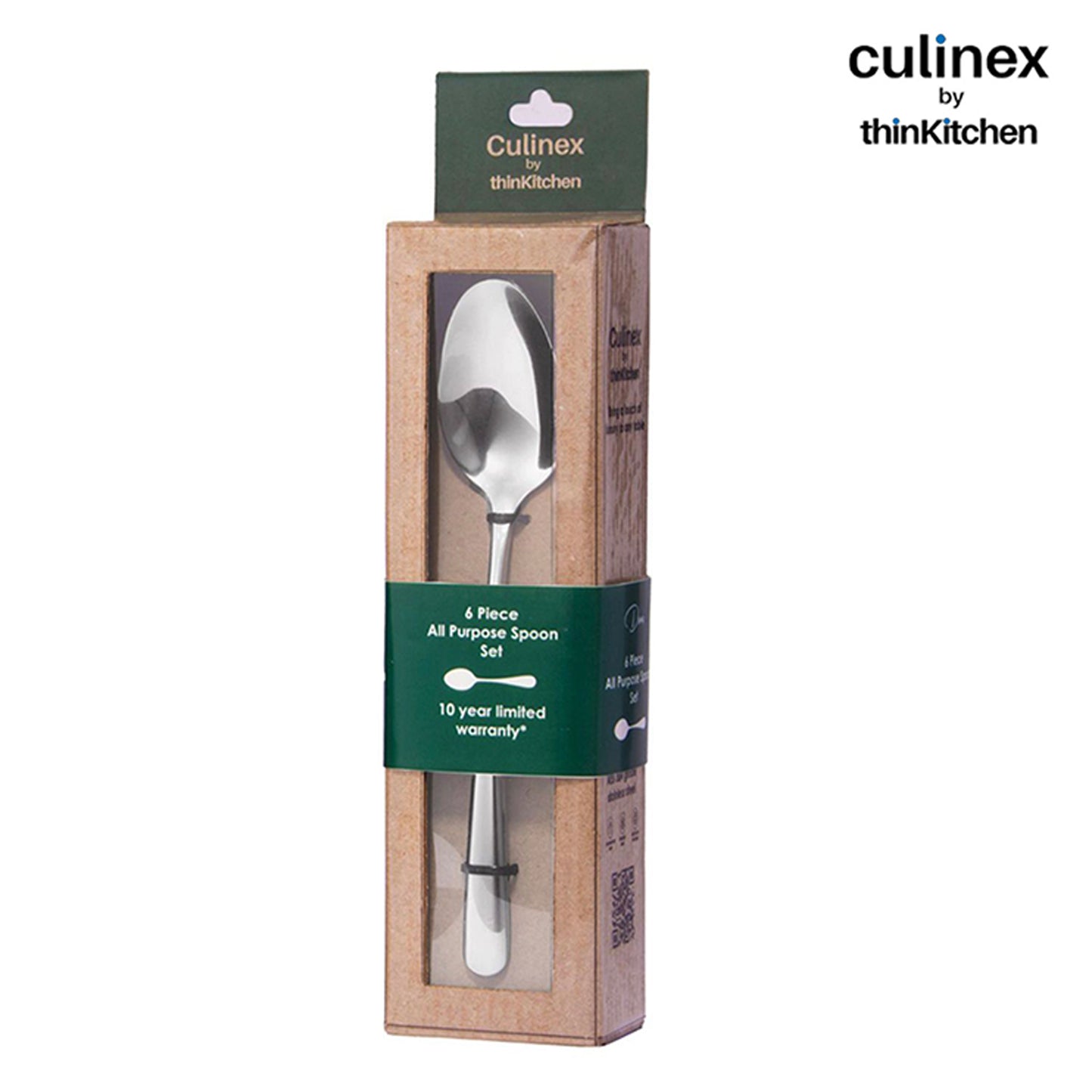 Culinex by thinKitchen|Dora 18/8 Stainless Steel All Purpose Spoon, Mirror Finish, Set of 6