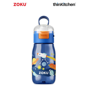 Zoku Blue Space Flip Gulp Kids Bottle, 475ml
