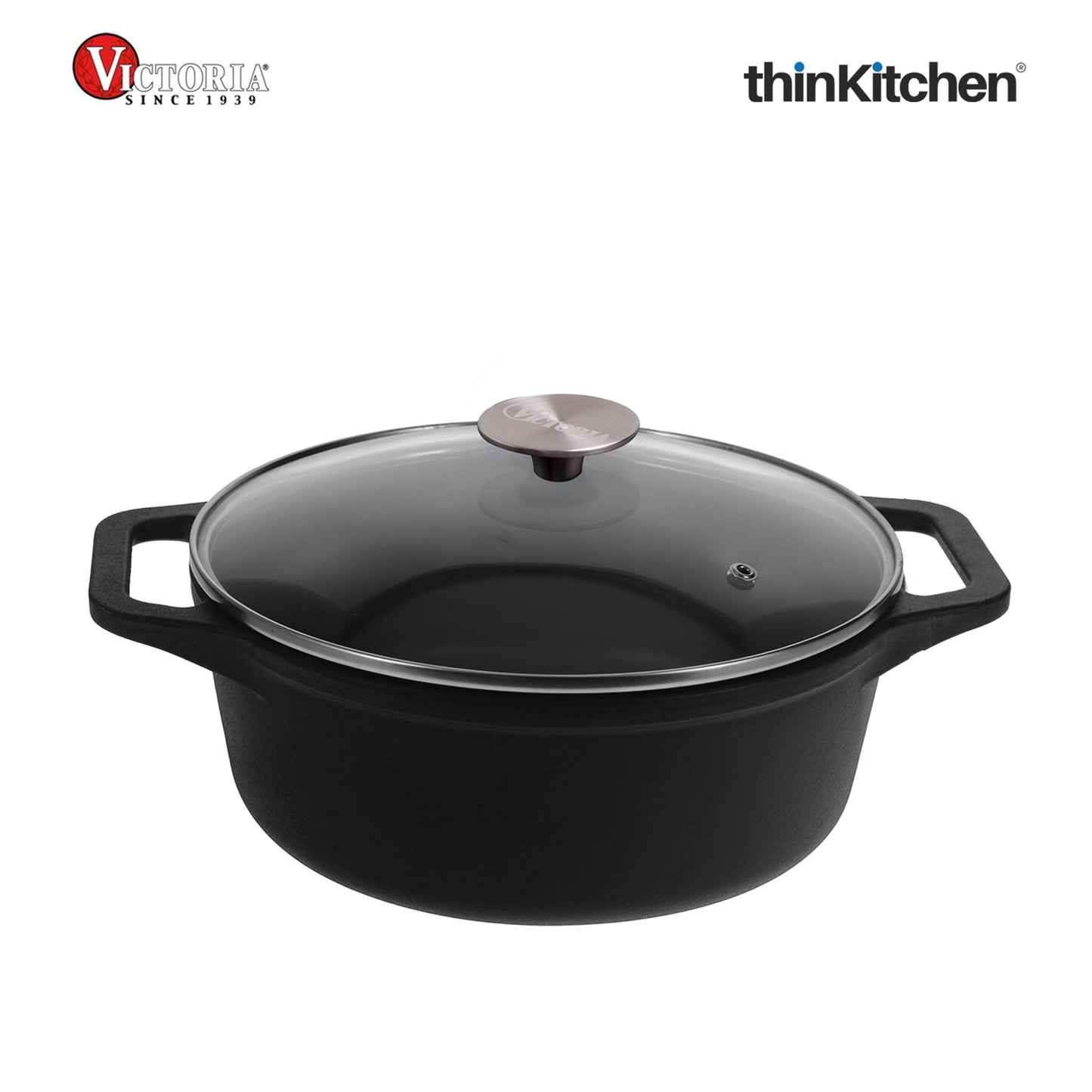 Victoria 4QT/3,8 L Ductch Oven with Glass Lid Pre-Seasoned