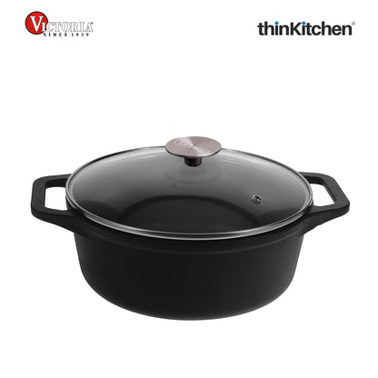 Victoria 4QT/3,8 L Ductch Oven with Glass Lid Pre-Seasoned