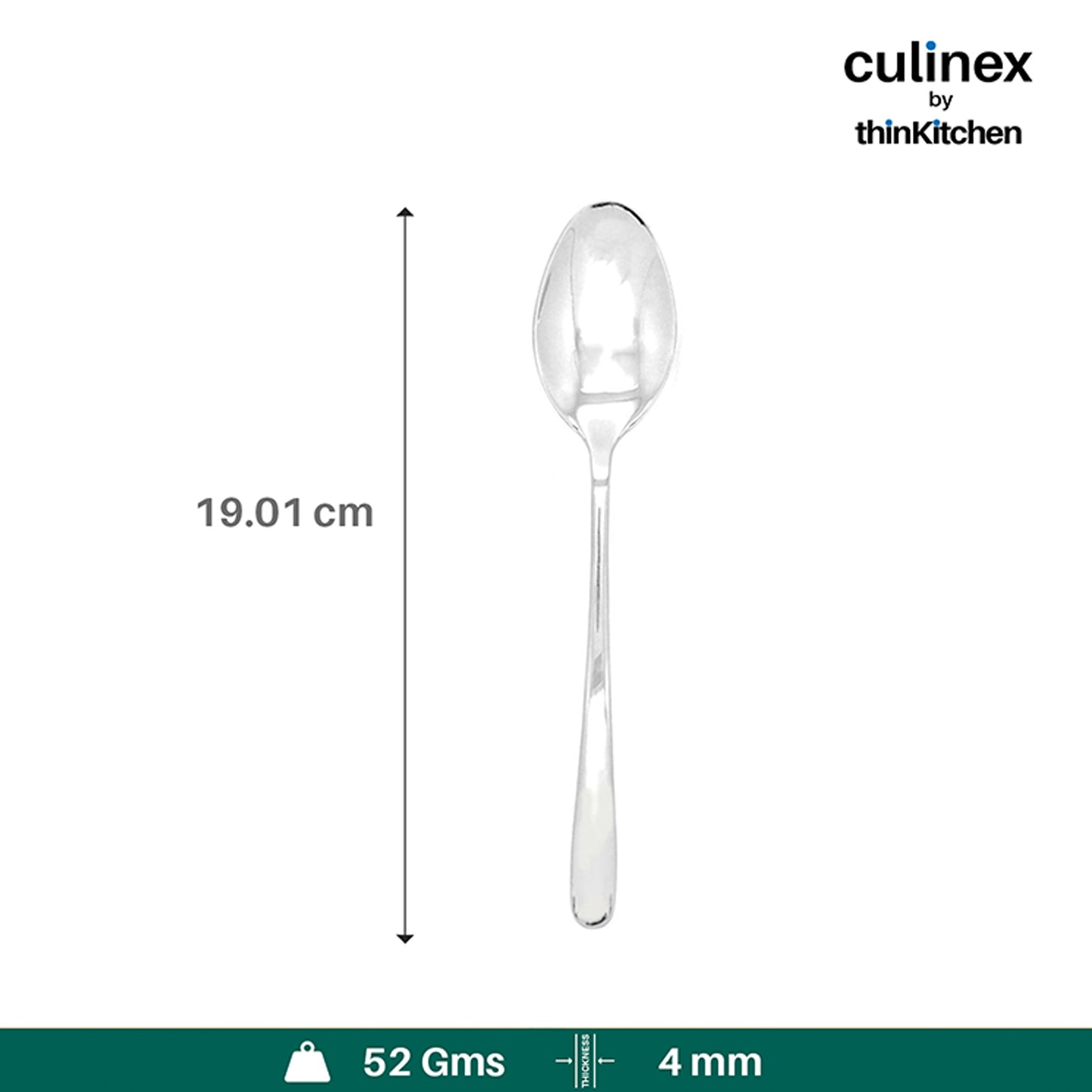 Culinex by thinKitchen|Dora 18/8 Stainless Steel All Purpose Spoon, Mirror Finish, Set of 6
