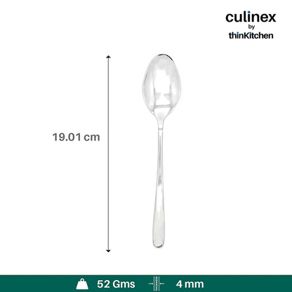 Culinex by thinKitchen|Dora 18/8 Stainless Steel All Purpose Spoon, Mirror Finish, Set of 6