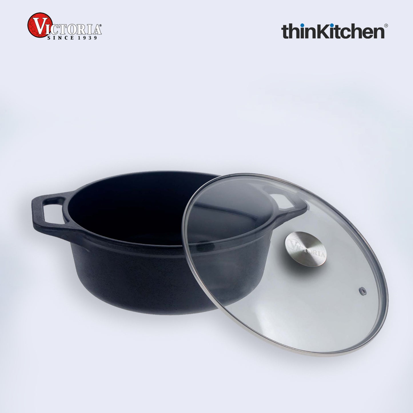 Victoria 4QT/3,8 L Ductch Oven with Glass Lid Pre-Seasoned