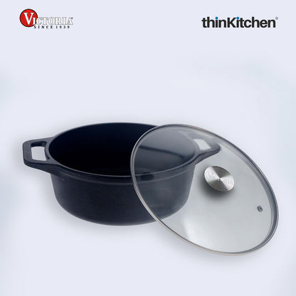 Victoria 4QT/3,8 L Ductch Oven with Glass Lid Pre-Seasoned