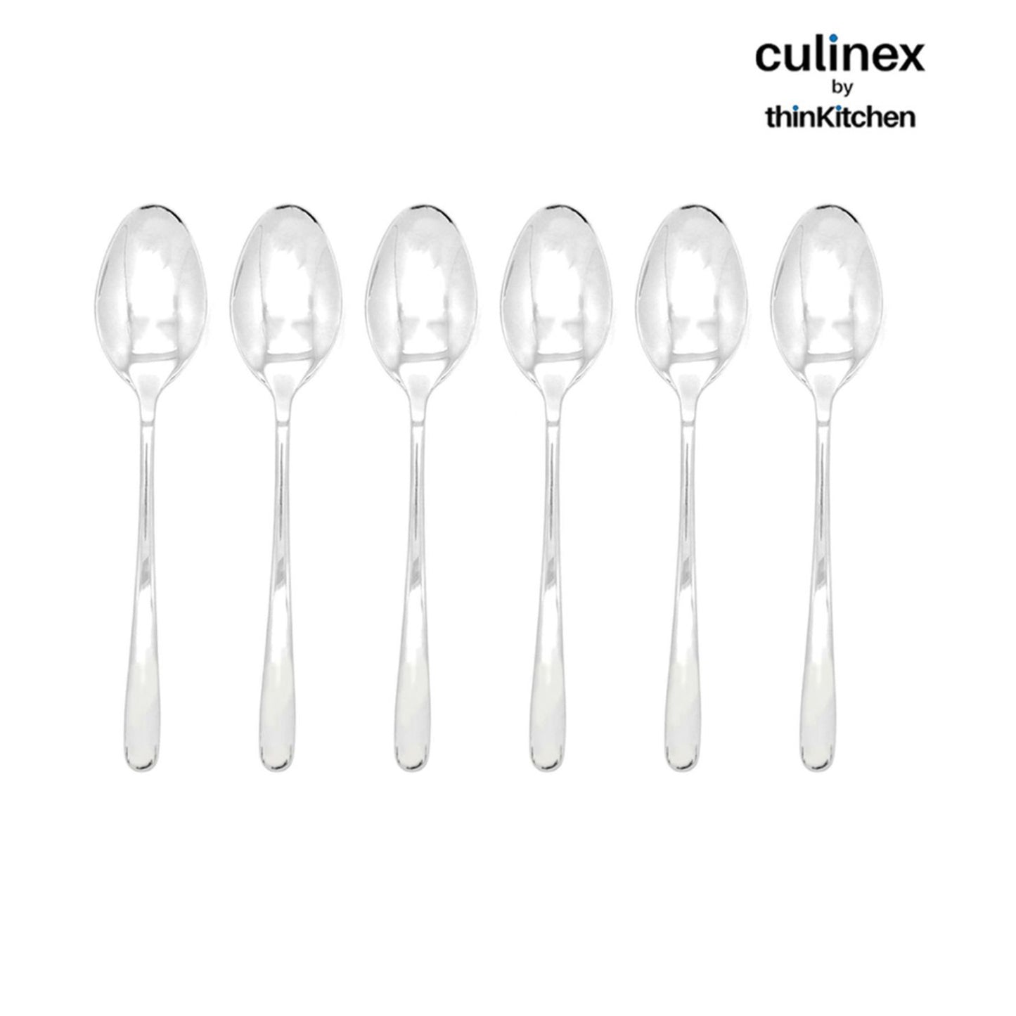 Culinex by thinKitchen|Dora 18/8 Stainless Steel All Purpose Spoon, Mirror Finish, Set of 6