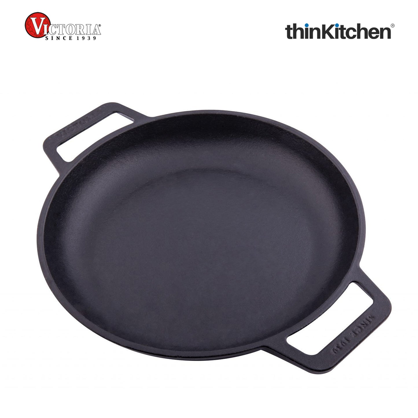 Victoria Cast Iron Round Skillet with Double Loop Handles, Made in Colombia, 10 Inches