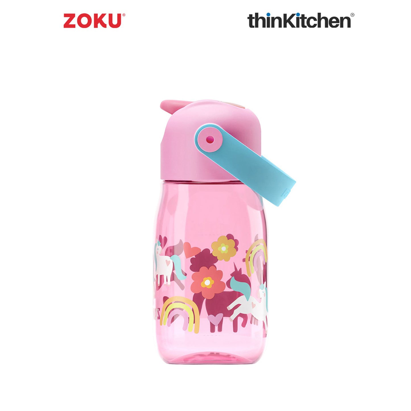 Zoku Pink Unicorn Flip Straw Bottle