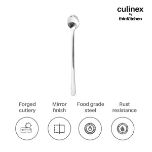 Culinex by thinKitchen | Dora 18/8 Stainless Steel Ice Tea Spoon, Mirror Finish, Set of 2