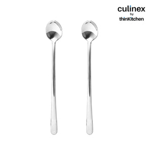 Culinex by thinKitchen | Dora 18/8 Stainless Steel Ice Tea Spoon, Mirror Finish, Set of 2