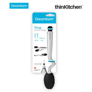 Dreamfarm Clongs - Stainless-Steel Tongs with Silicone Heads, Black