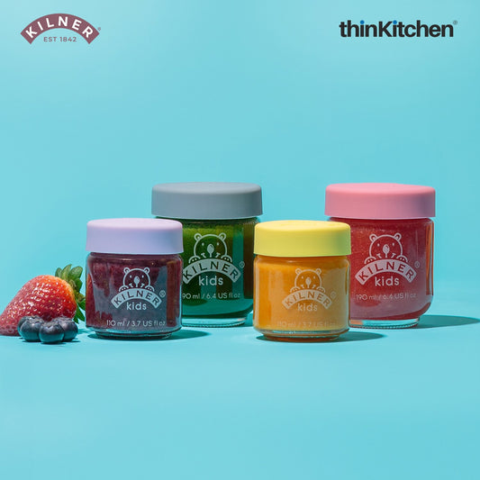 Kilner Premium 6 Pcs x 190ml Airtight Mini Kids Glass Jars with Lids for Baby Food, Jam, Jelly, Dry Food Storage