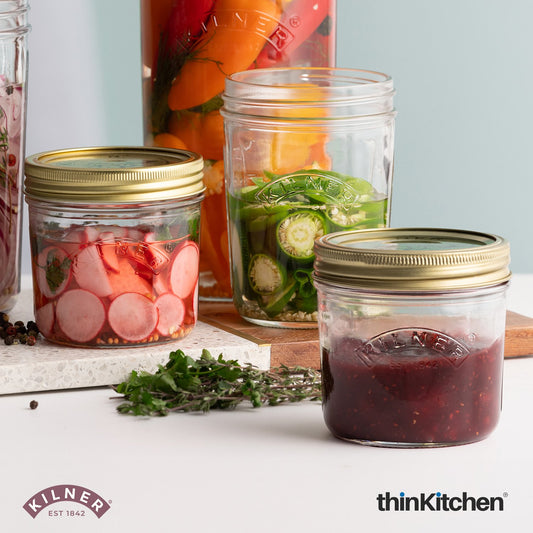 Kilner Premium 200ml Wide Mouth Small Airtight Leakproof Preservative Glass Jar with Screw Lids for Storing and Preserving