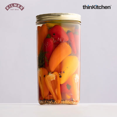 Kilner Premium 1L  Wide Mouth Glass Preserve Jar for Preserving and Storing | Reusable, Eco-Friendly Food Storage Container with Screw Lid