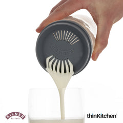 Kilner Kefir Set with Glass Jar - 500ml | Silicone Strainer Cap, Wooden Spoon, Stainless Steel Lid