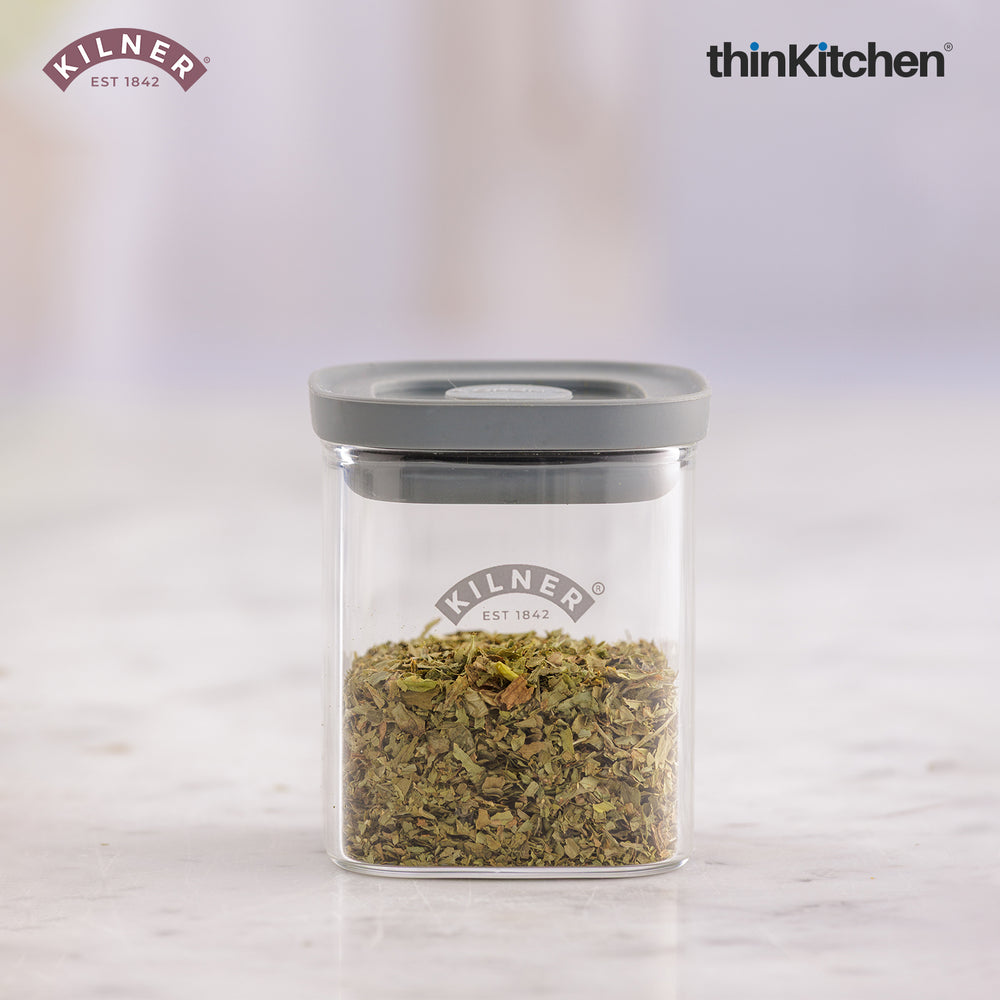 Kilner Airtight Premium 160ml Glass Spice Jar with Vacuum Seal for Coffee, Herbs, Spices & Nuts