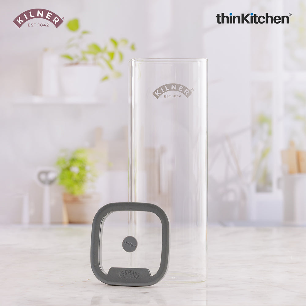 Kilner 2 L Fresh Storage Airtight Premium Glass Jar with Vacuum Seal for Cereals, Flour, Dry Goods, Pulses, Daals
