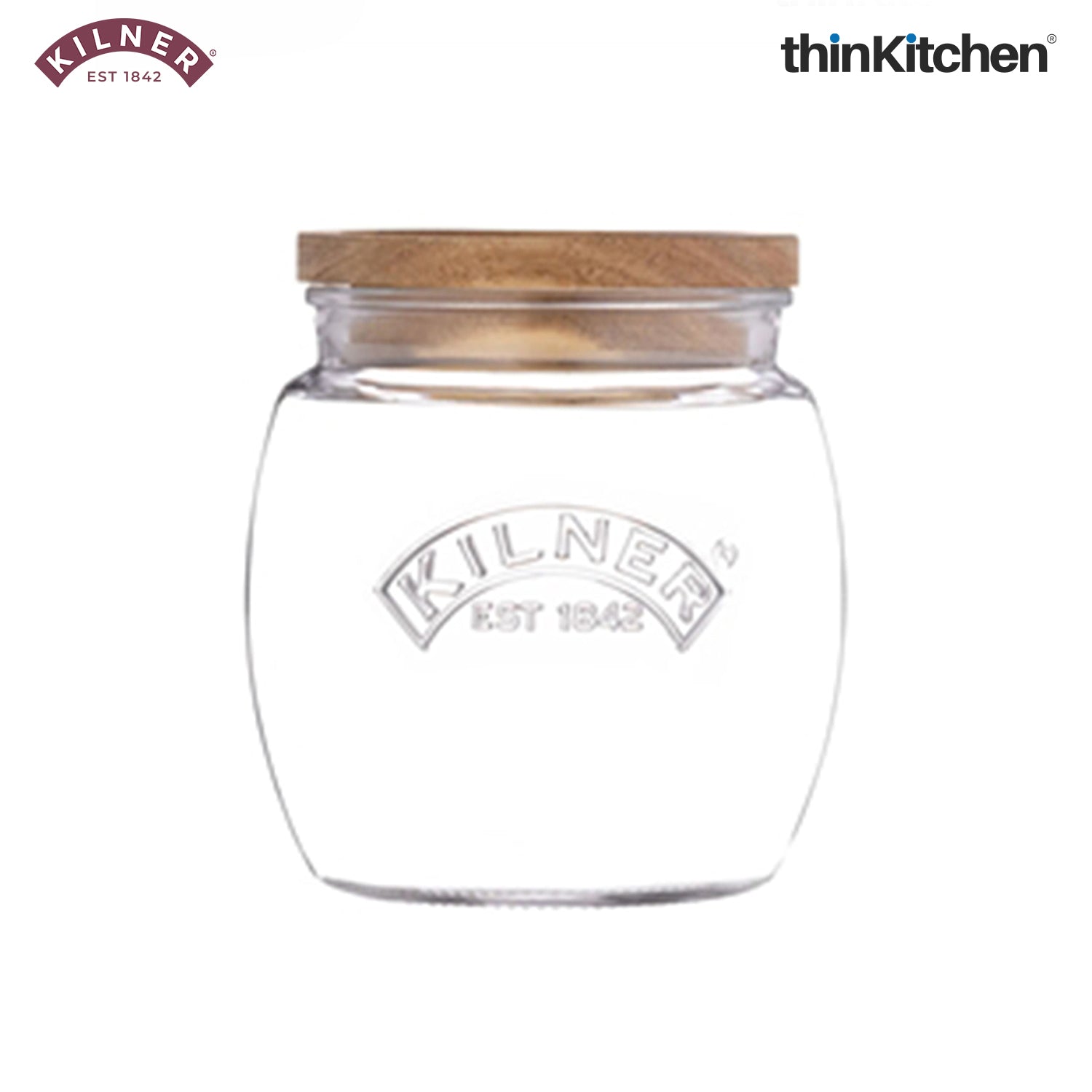 Kilner Premium 850ml Universal Airtight Glass Jar with Push Top Wooden Lid for Dry Food Like Grains, Pulses, Spices, And Cereals | Transparent, BPA Free, Reusable Kitchen Storage Container - 3