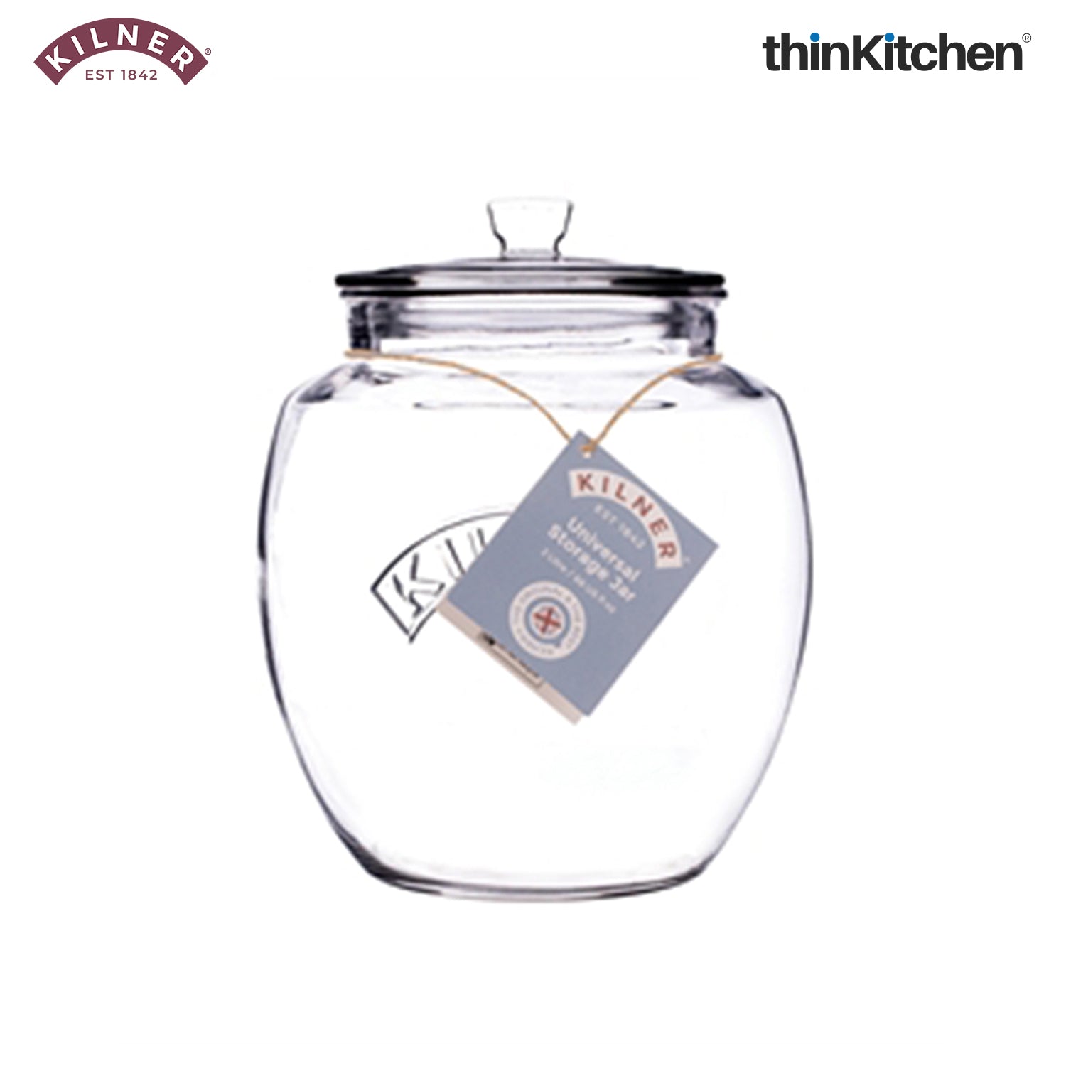 Kilner Premium 850ml Universal Airtight Glass Jar with Push Top Wooden Lid for Dry Food Like Grains, Pulses, Spices, And Cereals | Transparent, BPA Free, Reusable Kitchen Storage Container - 2