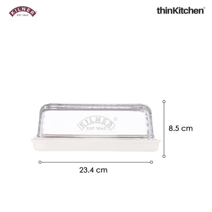Premium Cheese Store, Butter Dish with Glass Lid & Ceramic Base | Airtight Cheese Storage Container for Fridge Storage & Serving with Silicone Seal