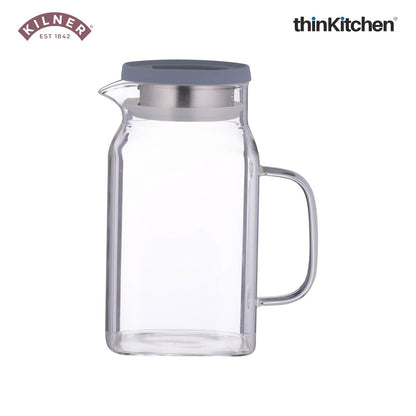 Kilner 1.2L Glass Water Jug with Stainless Steel Lid & Filter