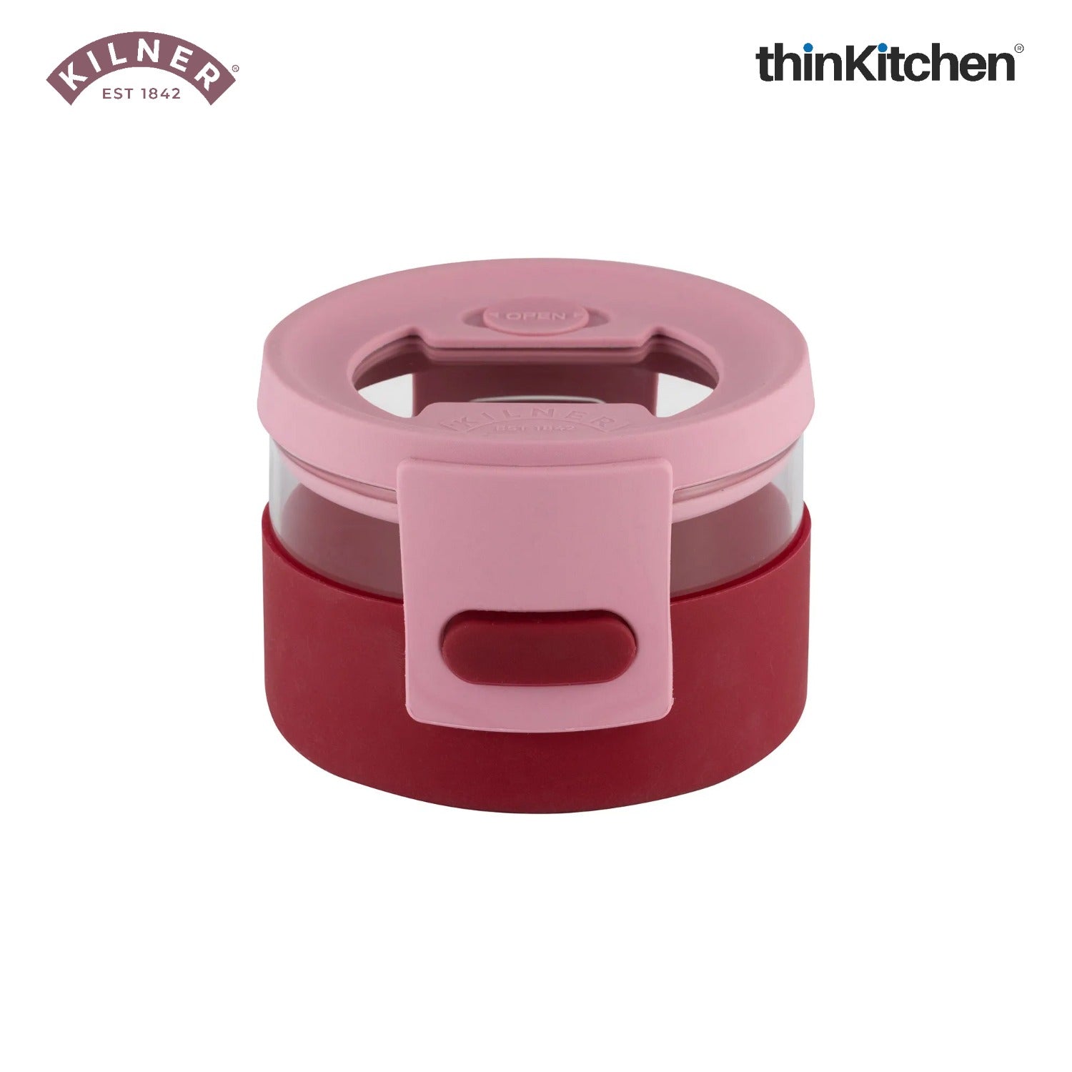 Kilner Leakproof Glass Lunch Bowl with Silicone Sleeve 300ml, Pink - 2