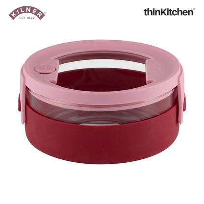 Kilner Leakproof 700ml Glass Food Storage Bowl with Silicone Sleeve, Pink