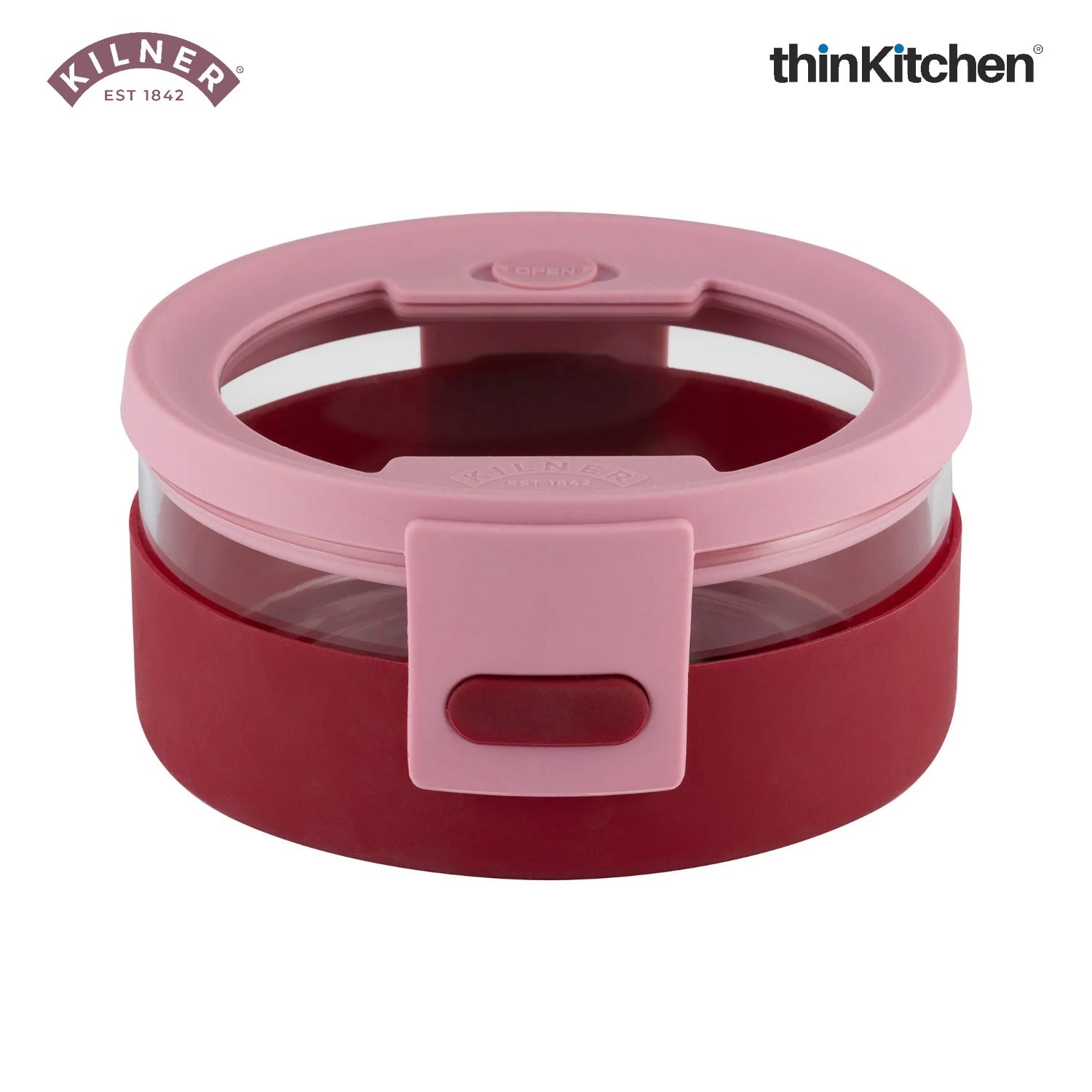 Kilner Leakproof 700ml Glass Food Storage Bowl with Silicone Sleeve, Pink - 4