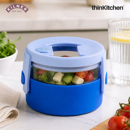 Kilner Leakproof Glass Lunch Bowl with Silicone Sleeve 300ml, Blue