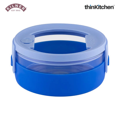 Kilner Leakproof 700ml Glass Food Storage Bowl with Silicone Sleeve, Blue