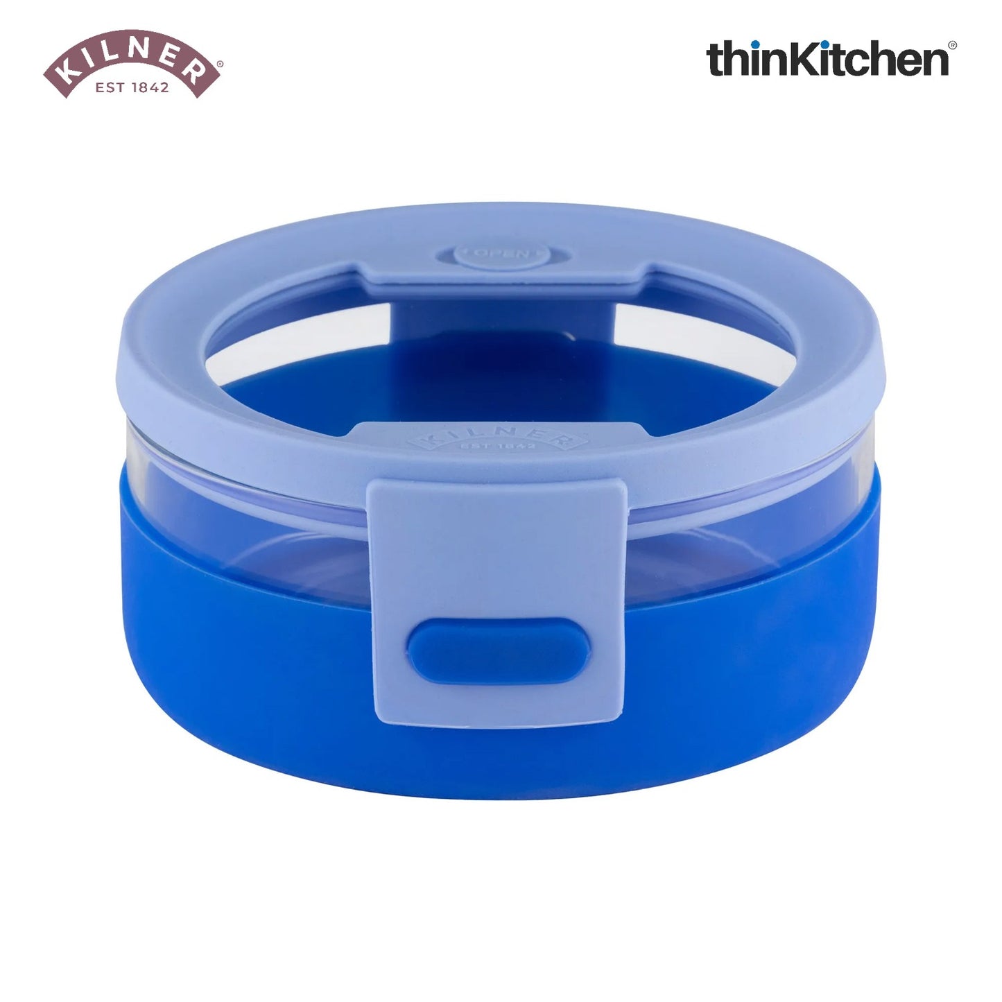 Kilner Leakproof 700ml Glass Food Storage Bowl with Silicone Sleeve, Blue