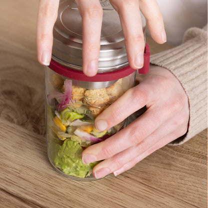 Kilner 500ml Glass Lunch Jar with Spork, Wide Mouth Travel Breakfast Jar for Oats, Meal Prep