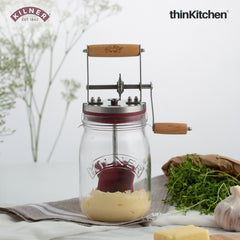 Kilner Butter Churner – Vintage Manual Butter Maker for Fresh Homemade Butter | Classic Glass Design with Churning Handle