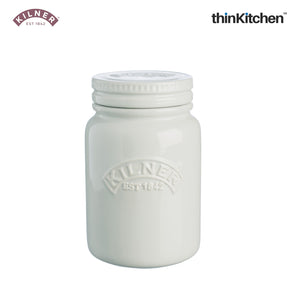 Kilner Ceramic Push Top Moonlight Grey Storage Jar, 600ml