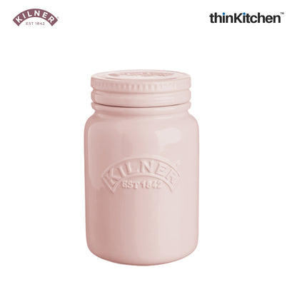 Kilner Ceramic Push Top Dusky Pink Storage Jar 600ml