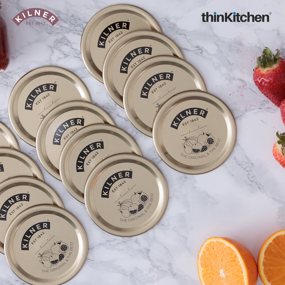 Kilner 12 Pcs Replacement Metal Lids Compatible with 200ml, 350ml and 500ml Wide Mouth Preserving Kilner Jars