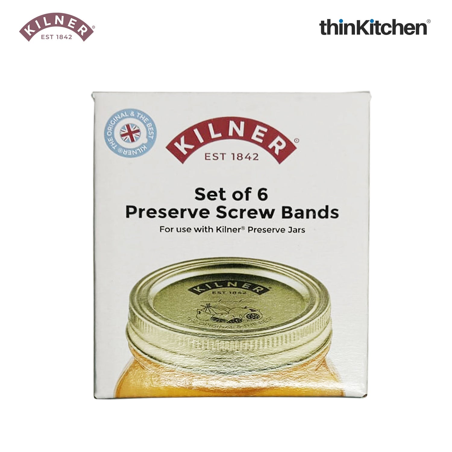 Kilner Premium 6 Pcs Replacement Metal Screw Bands - 7.2 cms Each for 0.25 L, 0.5 L and 1 L Kilner Preserve Glass Jars - 3