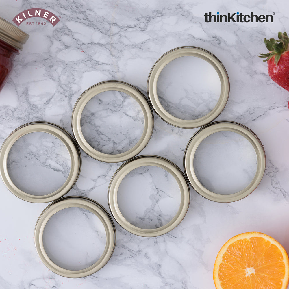 Kilner Premium 6 Pcs Replacement Metal Screw Bands - 7.2 cms Each for 0.25 L, 0.5 L and 1 L Kilner Preserve Glass Jars