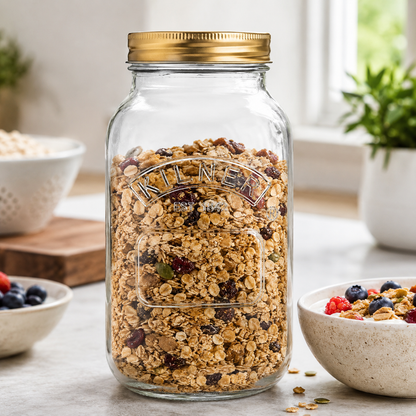 Kilner 1 Litre Leakproof Premium Preserve Glass Jar with Screw Lid, Ideal for Storing and Preserving