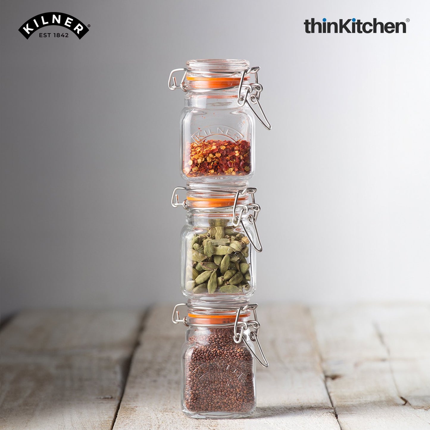 Kilner 70 Ml Clip Top Square Spice Jar
