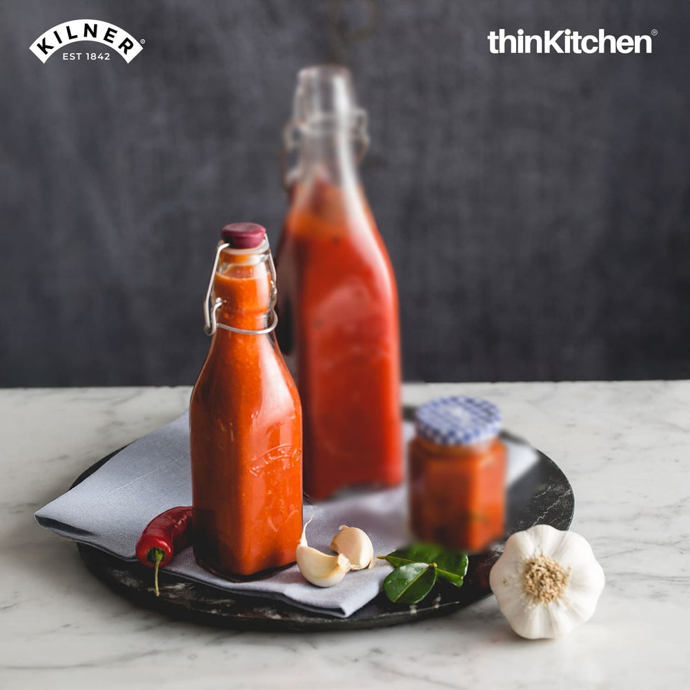 Kilner 250ml Square Glass Clip Top Premium Glass Bottle for Juices, Beverages, Cocktails, Water