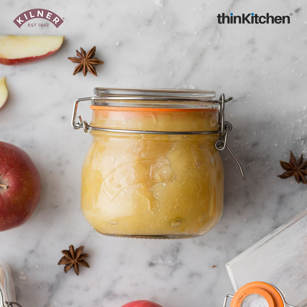 Kilner Premium 500ml Round Airtight Glass Jar with Clip Top Lid for Pickles, Jams, Chutneys, Yougurt