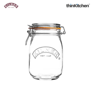 Kilner Clip Top Clear Glass Round Jar, 1000 ml