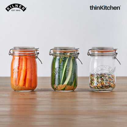 Kilner Clip Top Clear Glass Round Jar 1000 Ml